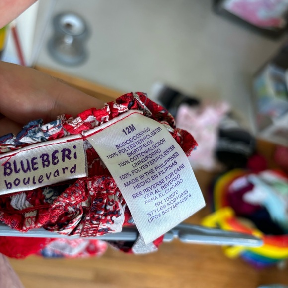 BLUBERI BOULEVARD RED WHITE AND BLUE BANDANA PRINT DRESS SIZE 12 MONTHS - Picture 5 of 5